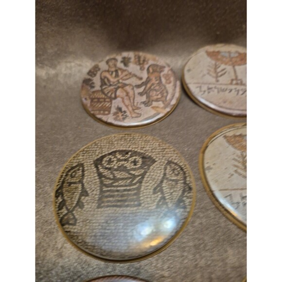 VTG RARE 1959 Vinyl Israel Souvenir Drink Coasters SET OF 11 3 1/2" - Picture 8 of 16